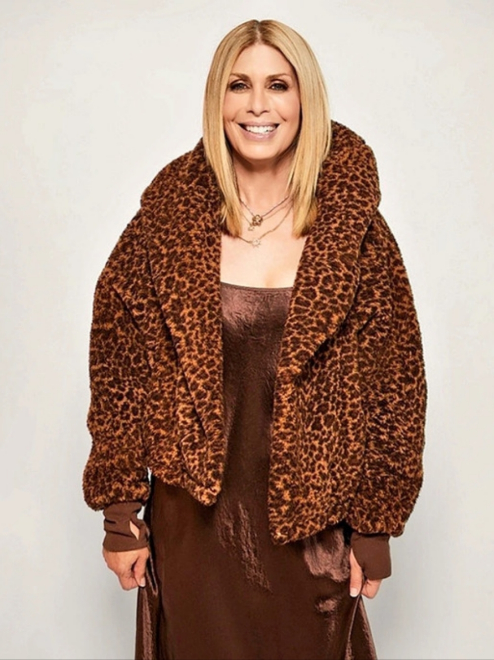 By Jill Martin Hooded Cropped Sherpa Leopard Print Jacket XS/S NWT,run Large